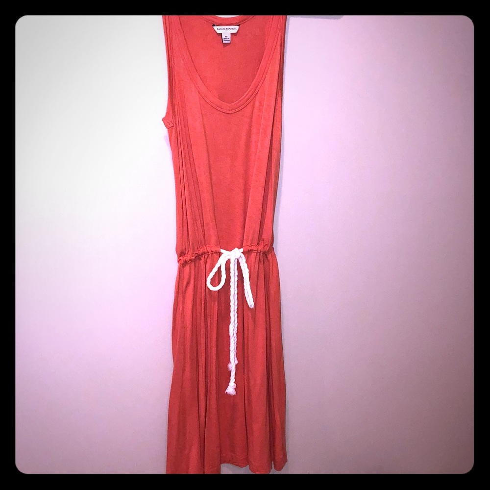 Coral dress with rope belt